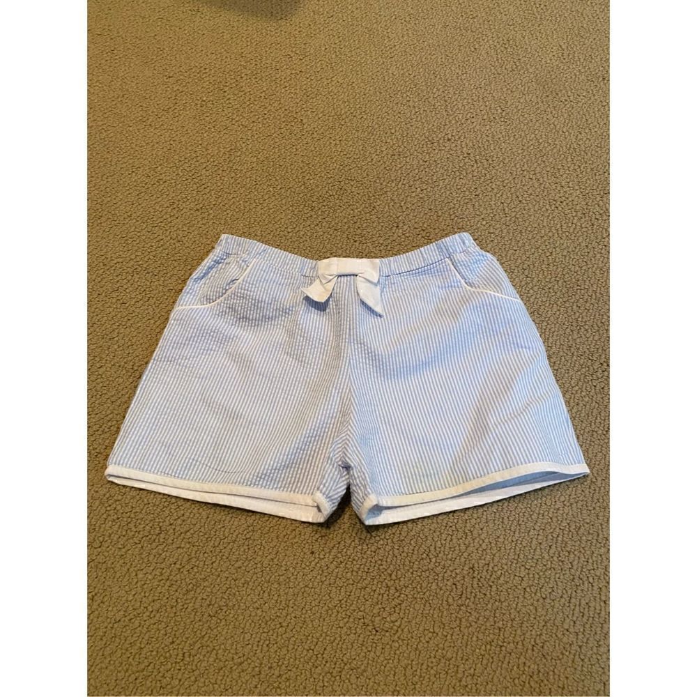 The Beaufort Bonnet Company Girls size 12 Shipley Shorts Blue Seersucker NWOT